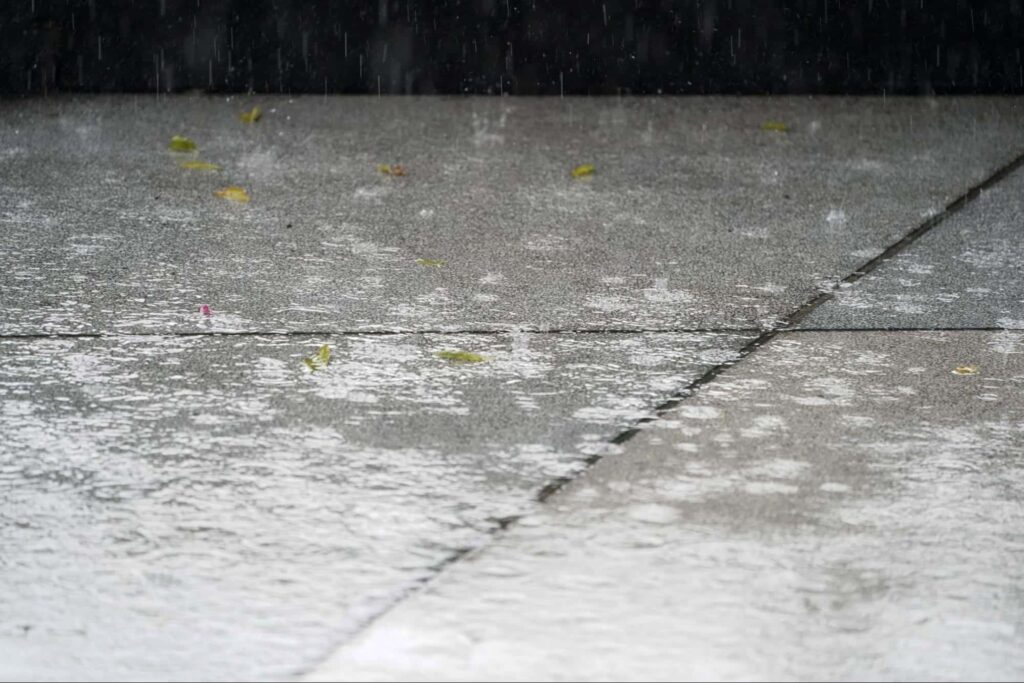 concrete slabs in rain